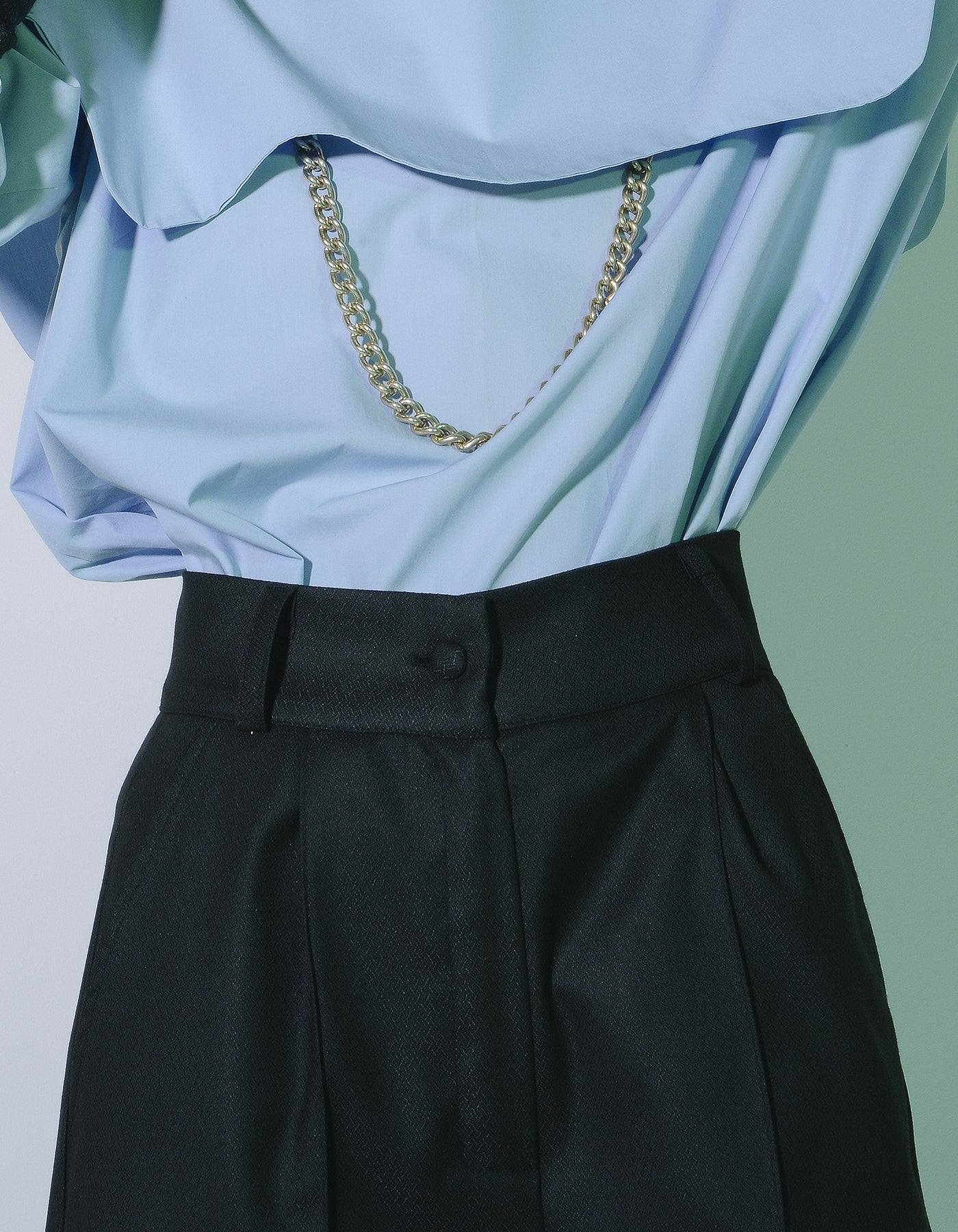 High-Waist Straight-Leg Black Trousers