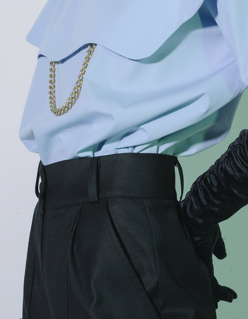 High-Waist Straight-Leg Black Trousers