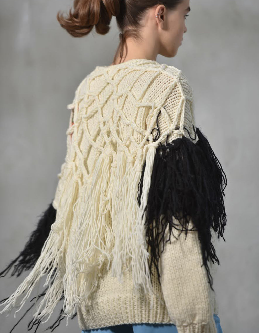 White Tangerine Embroidered Mesh Layer Sweater