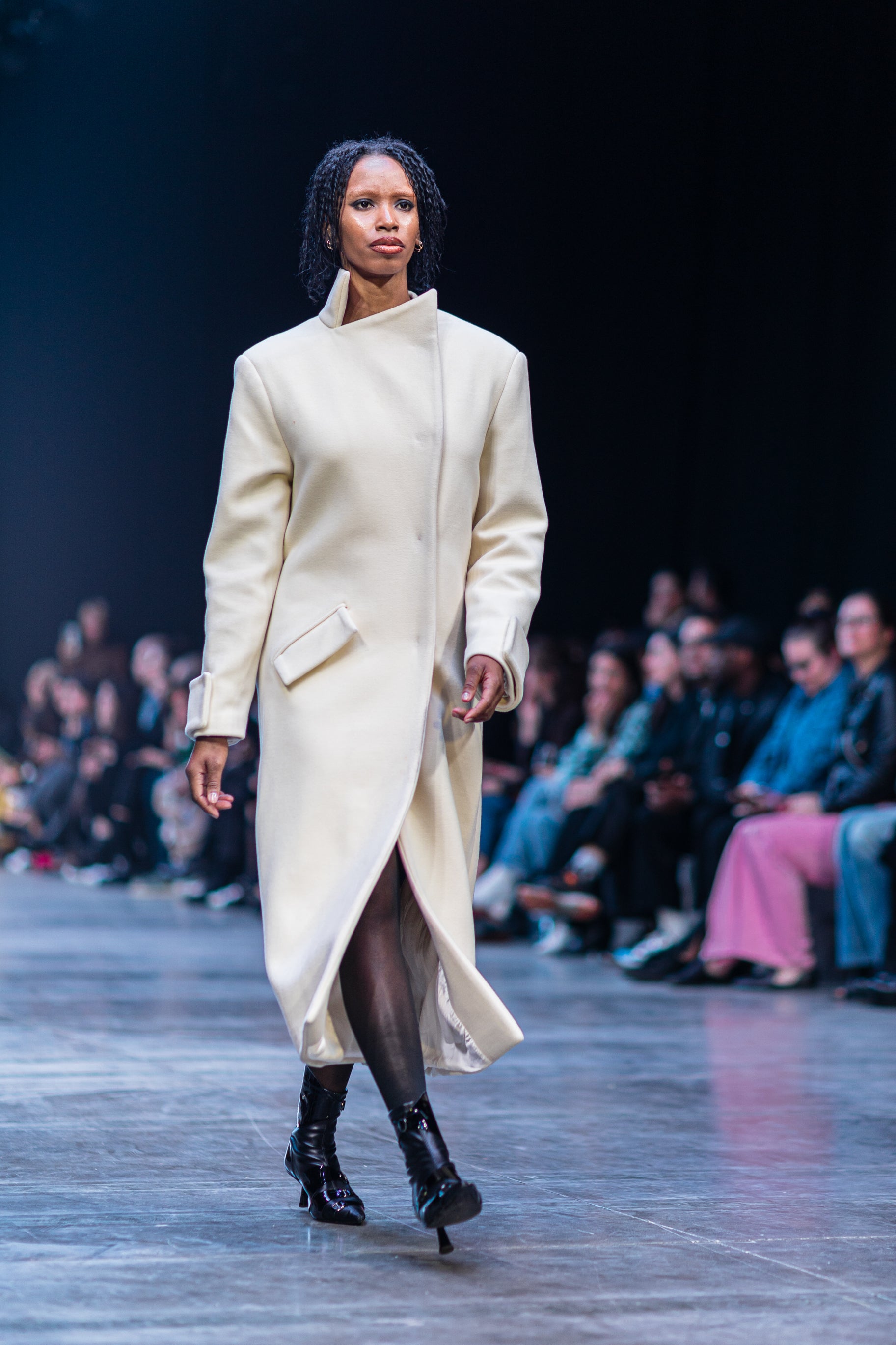 Milky White Asymmetric High-Neck Coat