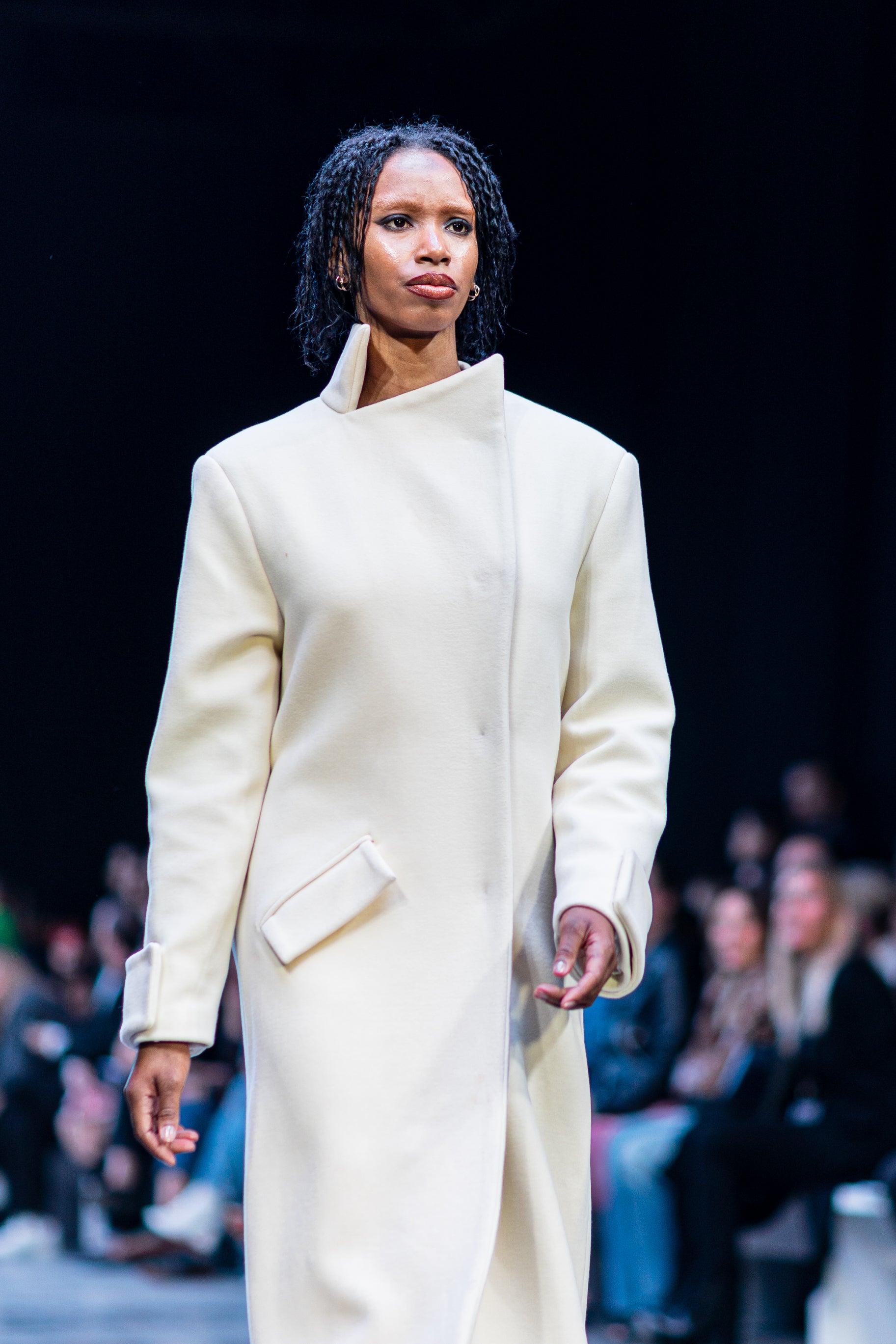 Milky White Asymmetric High-Neck Coat