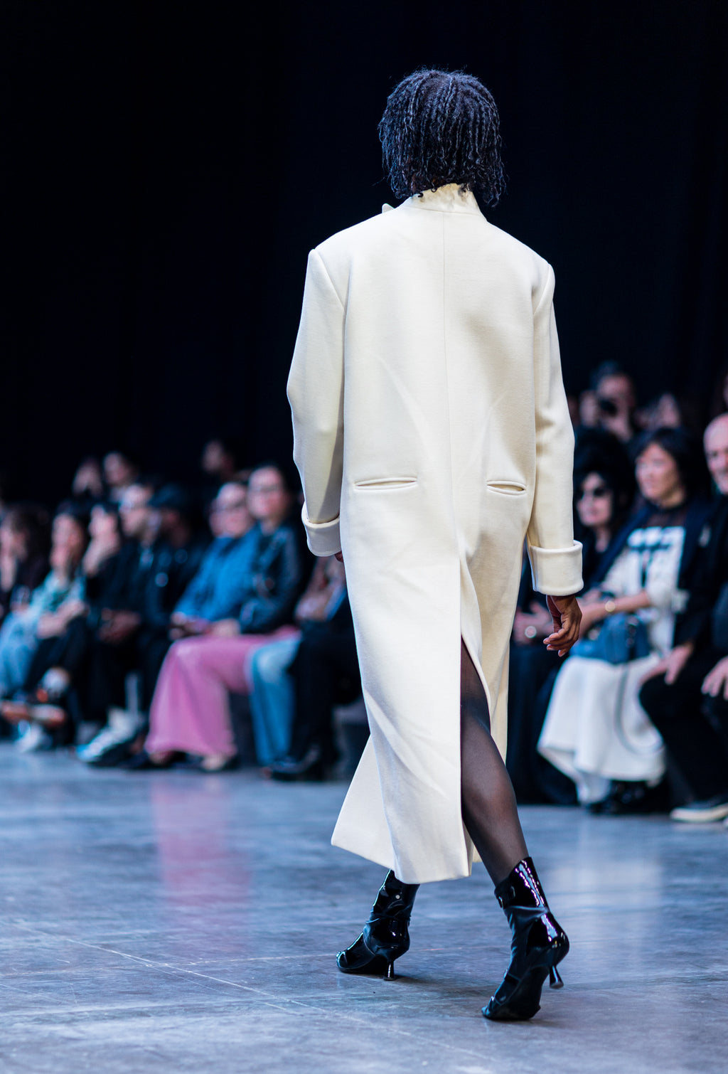 Milky White Asymmetric High-Neck Coat