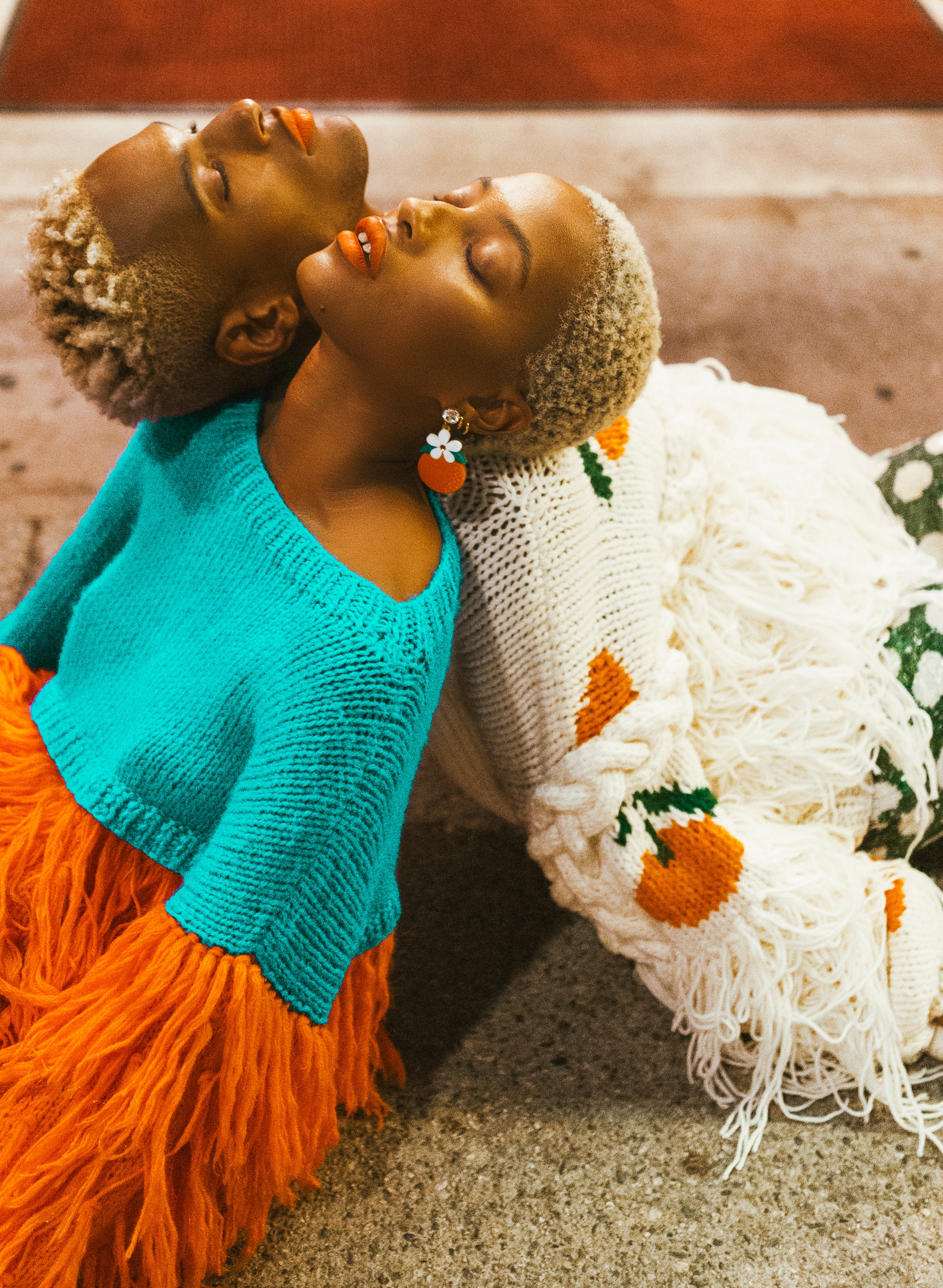 White Tangerine Embroidered Oversized Turtleneck