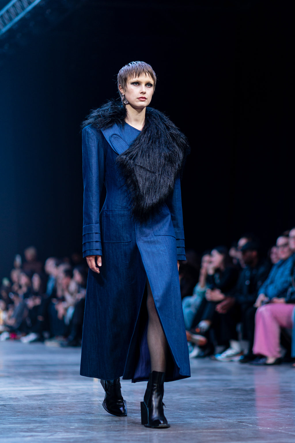 Faux Fur Collar Denim Coat