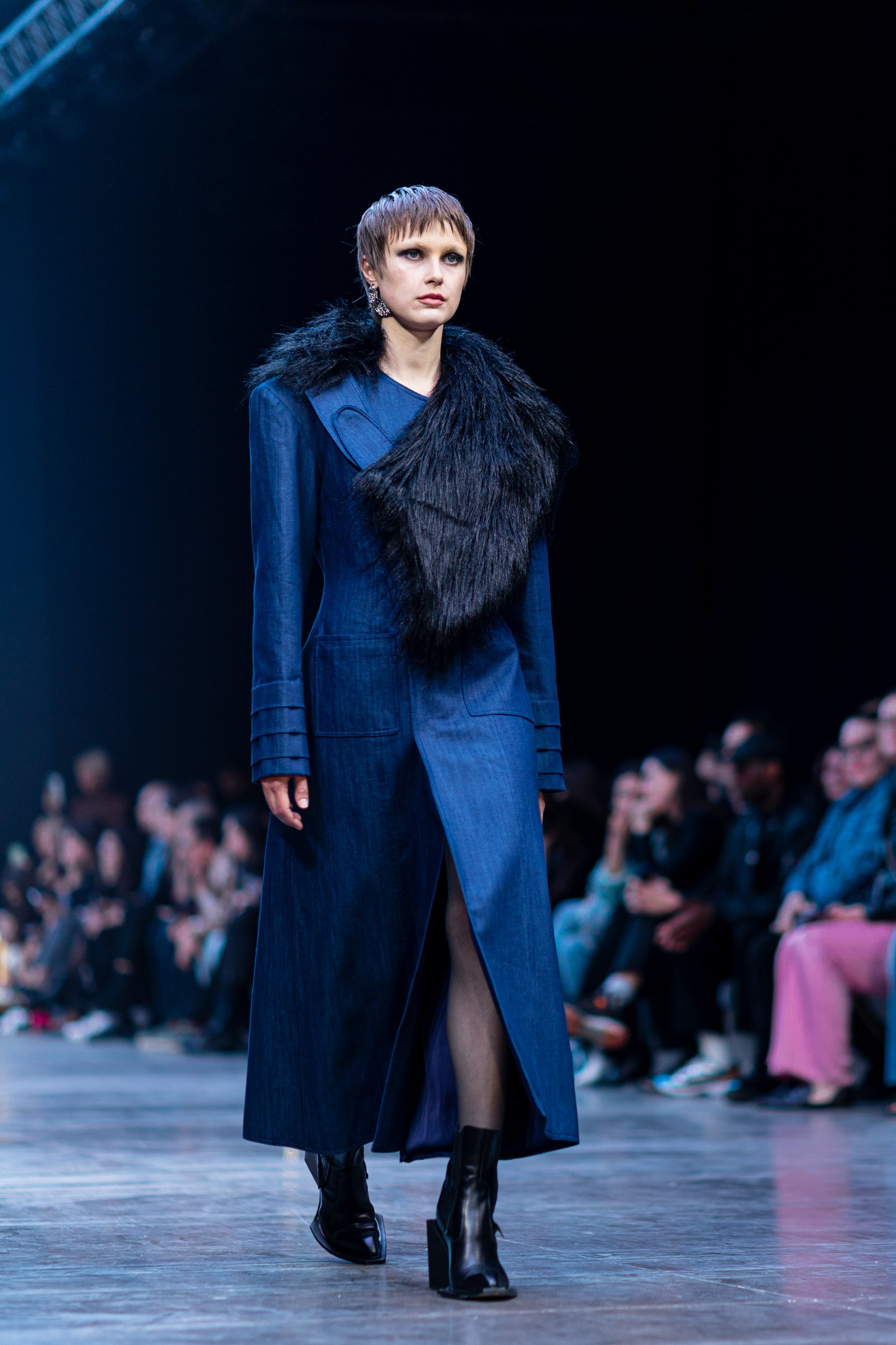 Faux Fur Collar Denim Coat