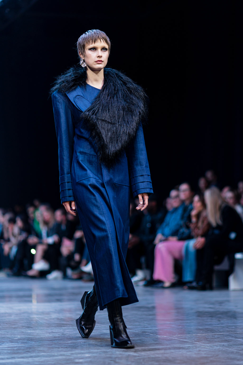 Faux Fur Collar Denim Coat