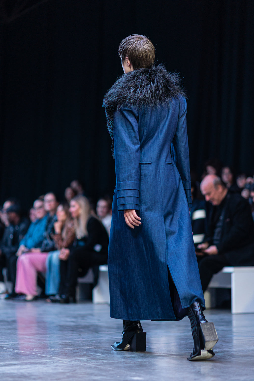 Faux Fur Collar Denim Coat