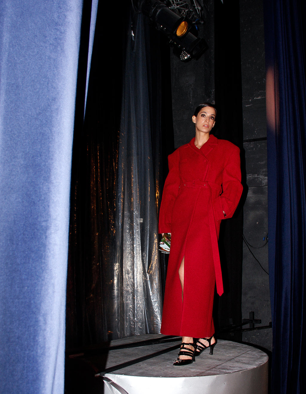 Structured Maroon Wool-Blend Coat