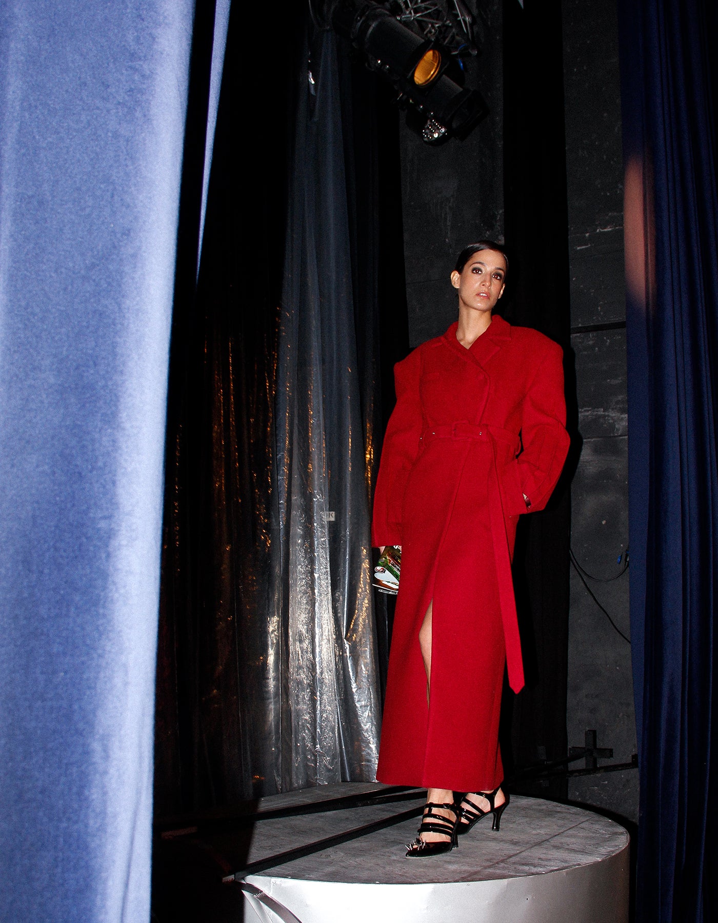 Structured Maroon Wool-Blend Coat