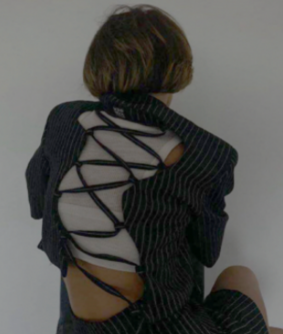 Lace-Up Cropped Open-Back Blazer