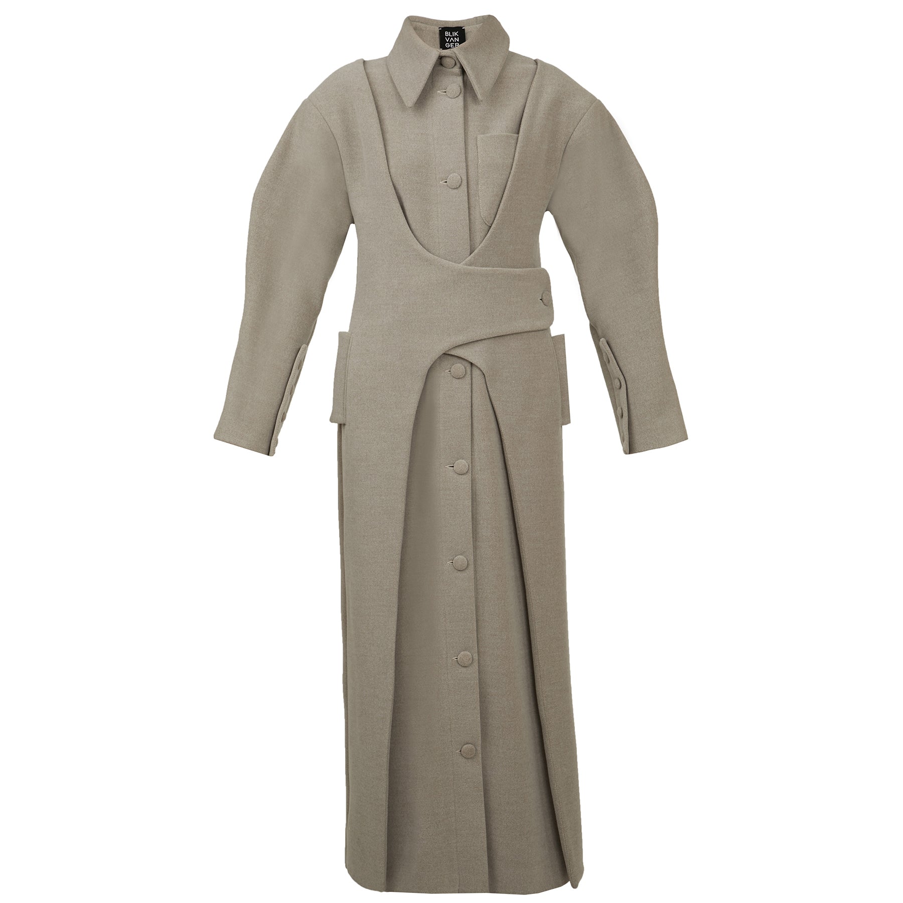 Grey/Beige Wool-Blend Coat