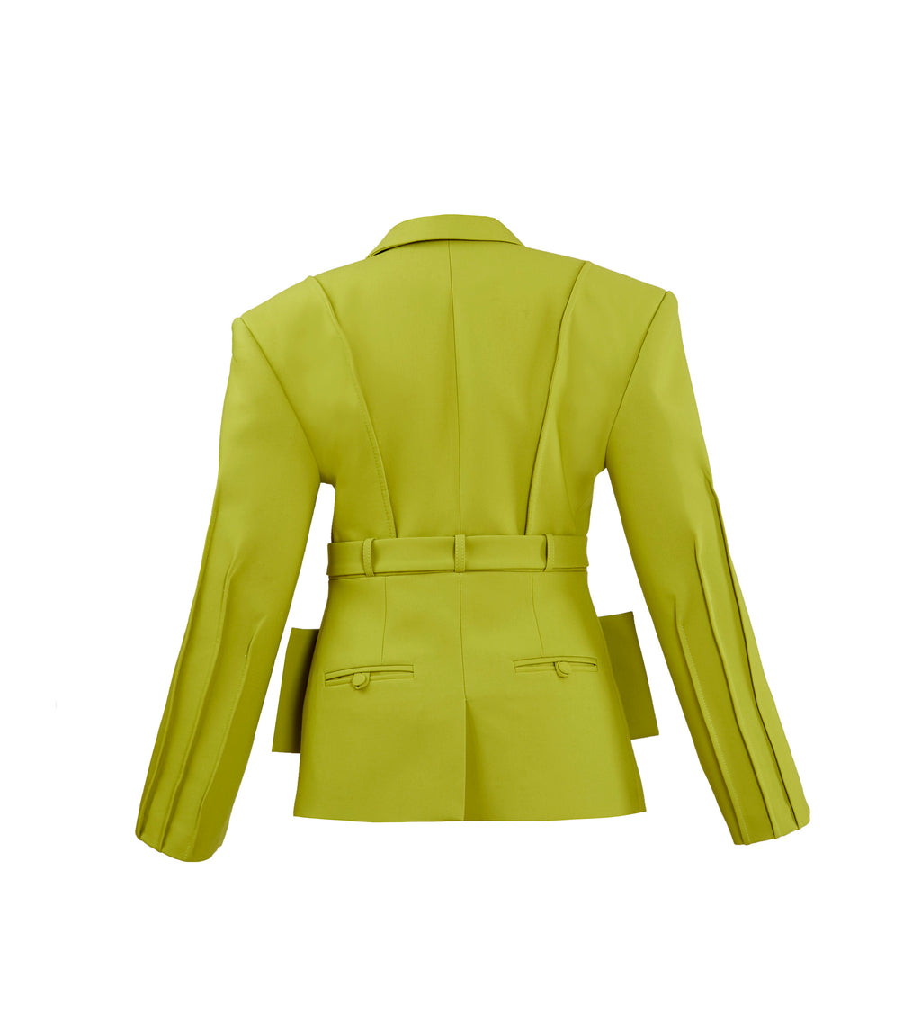 Belted Chartreuse Green Blazer