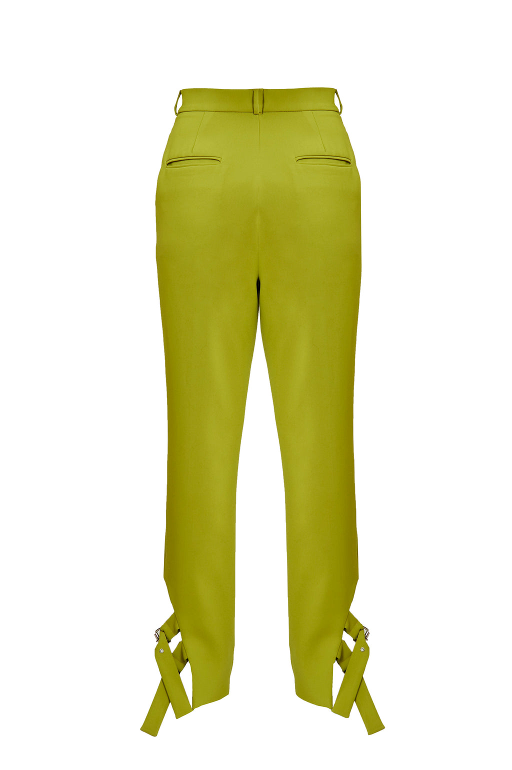 Chartreuse Belted-Hem Trousers