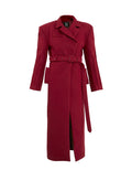 Structured Maroon Wool-Blend Coat