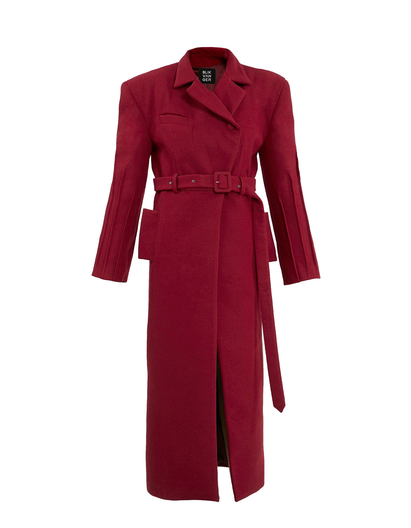 Structured Maroon Wool-Blend Coat