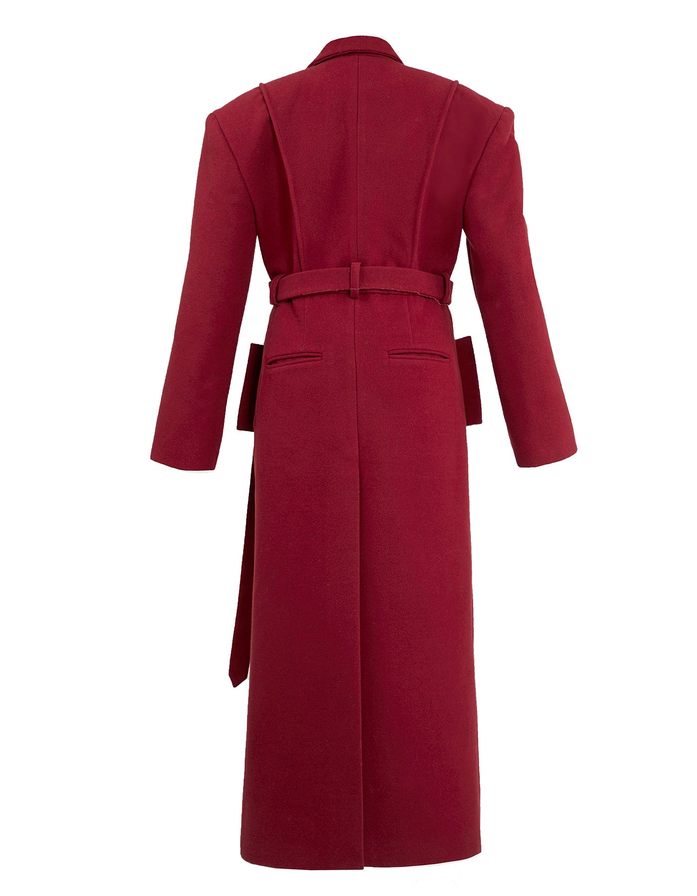 Structured Maroon Wool-Blend Coat