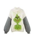 Hand-Knitted Grinch Turtleneck Sweater