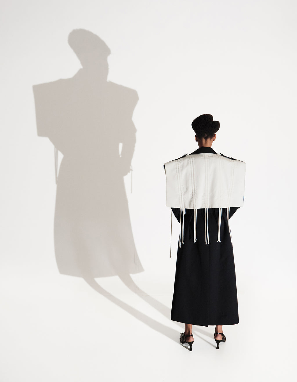 Black & Milky Layered Trench Coat
