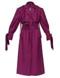 Dark Purple Cotton-Blend Wide-Shoulder Trench