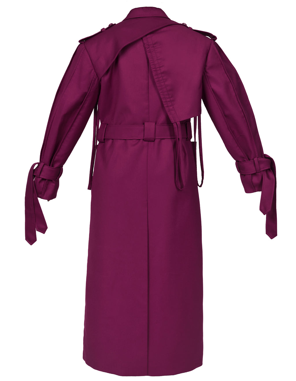 Dark Purple Cotton-Blend Wide-Shoulder Trench