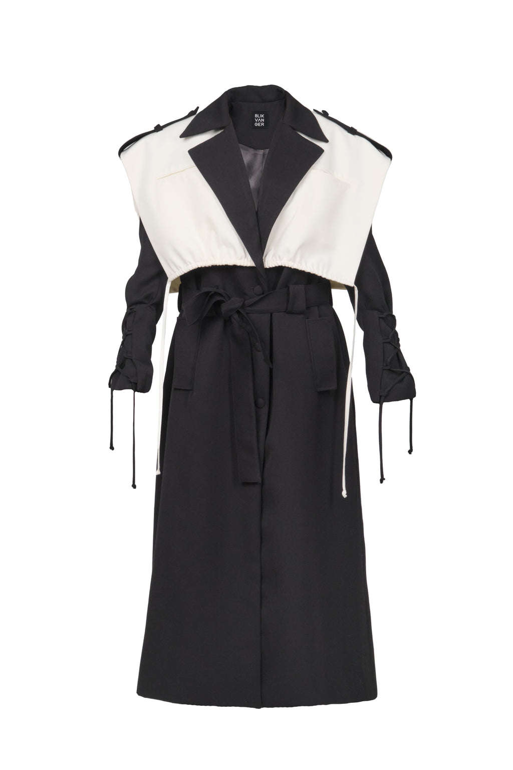Black & Milky Layered Trench Coat