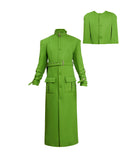 Layered Lime-Green Coat with Detachable Cape