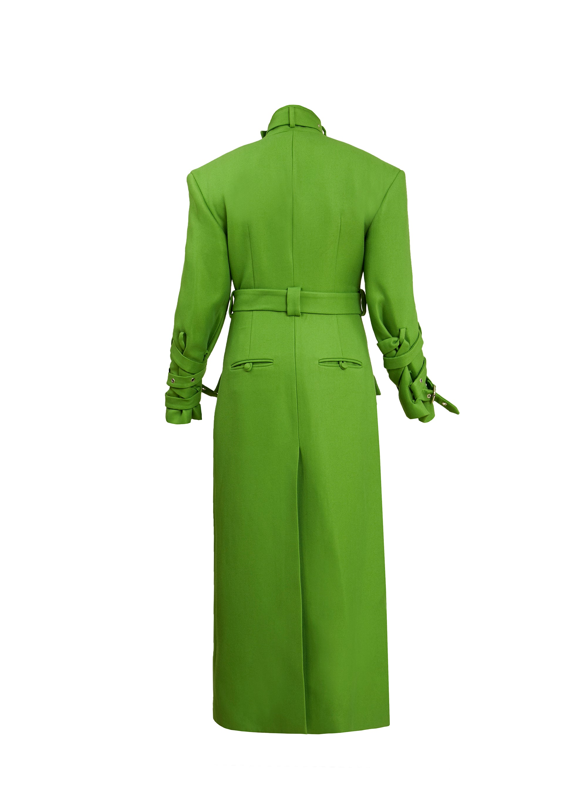 Layered Lime-Green Coat with Detachable Cape