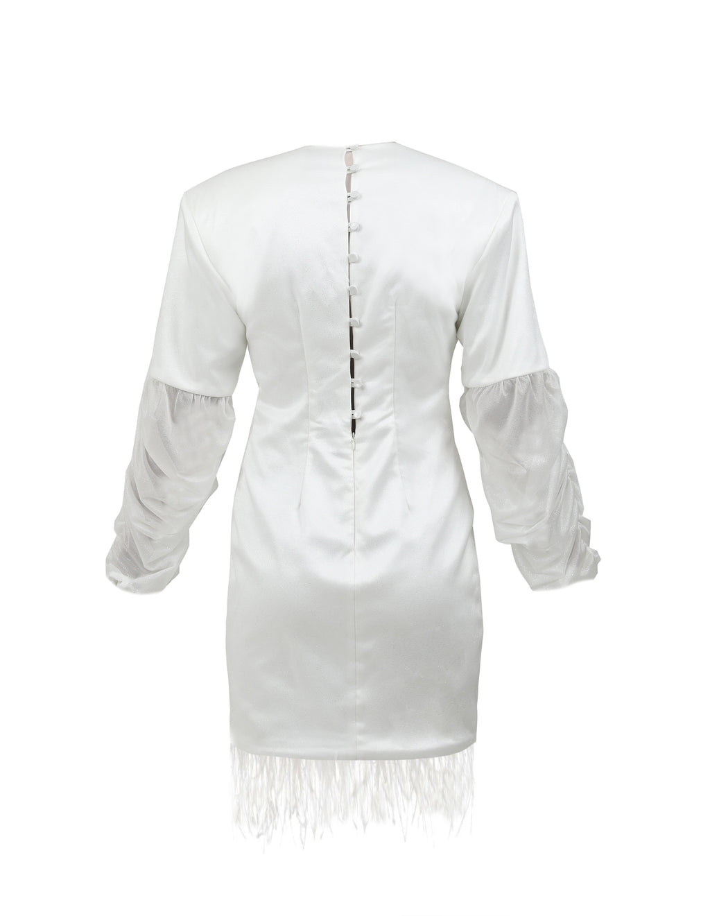 Feather-Trimmed Satin & Organza Mini Dress