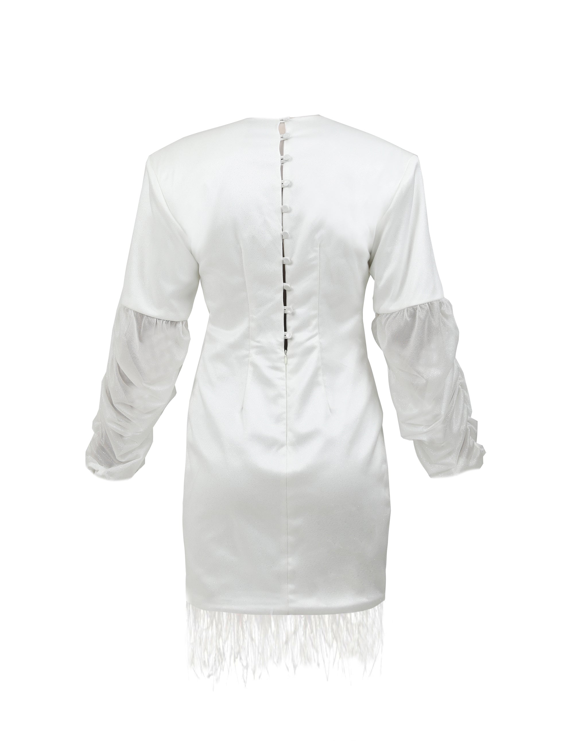 Feather-Trimmed Satin & Organza Mini Dress