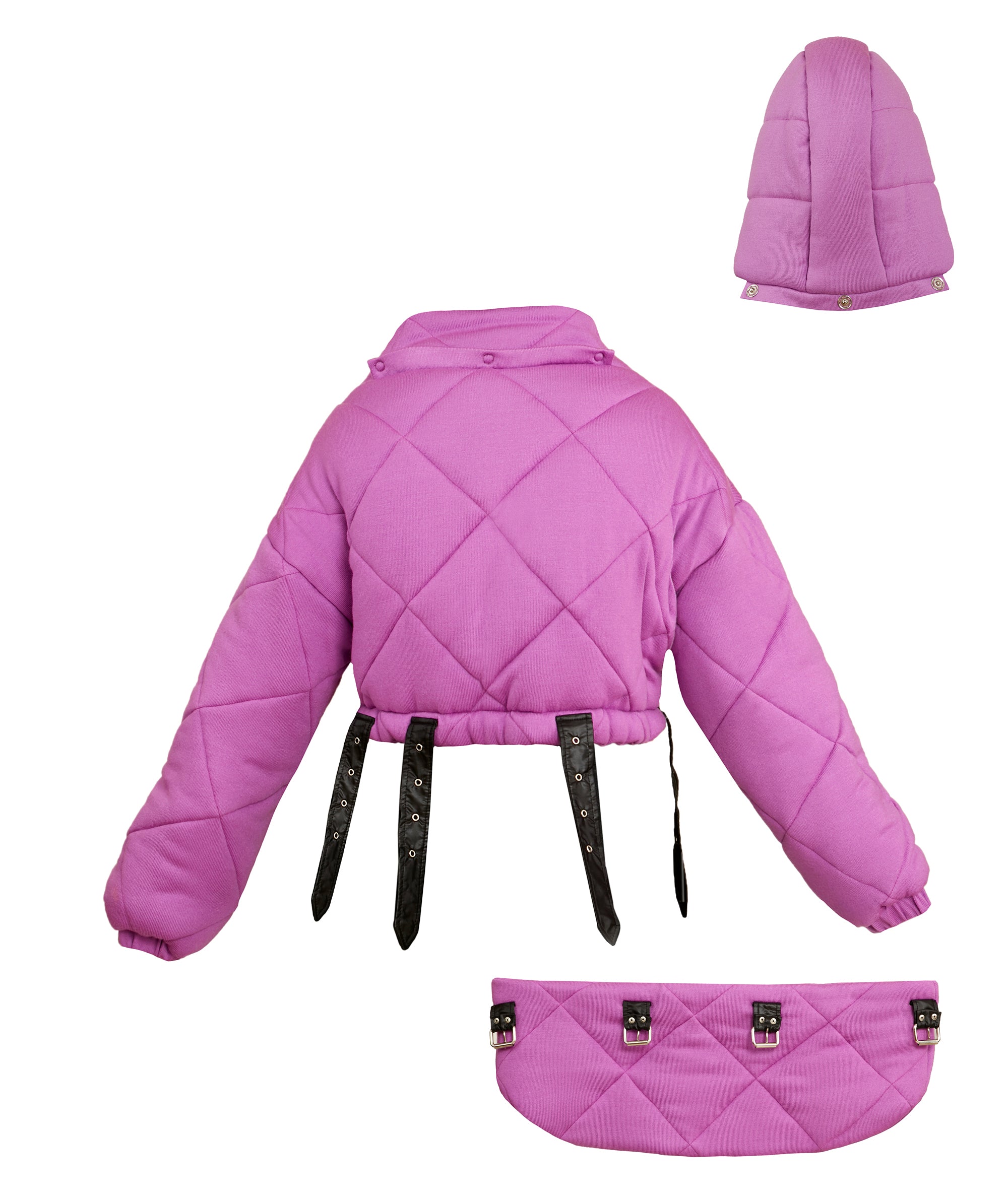 Hot pink transformable puffer jacket