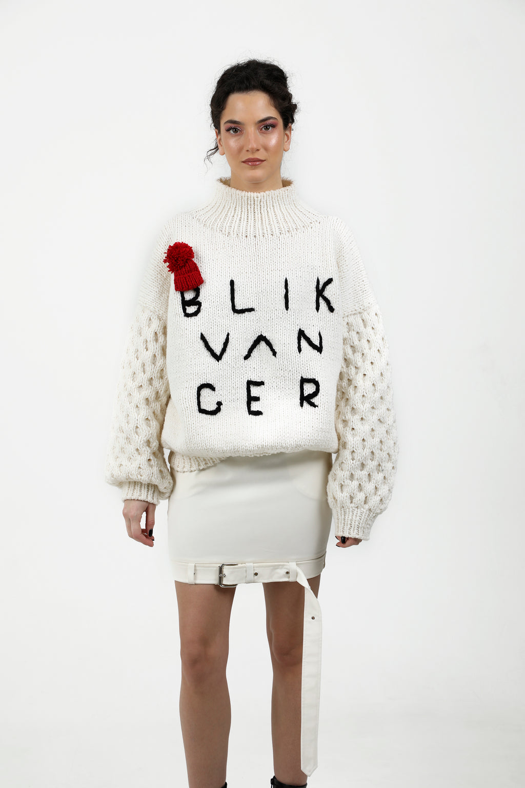 Hand-Knit Wool-Blend Logo Sweater