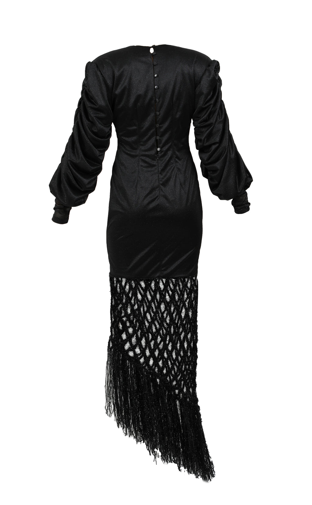 Mesh Hem Satin Maxi Dress