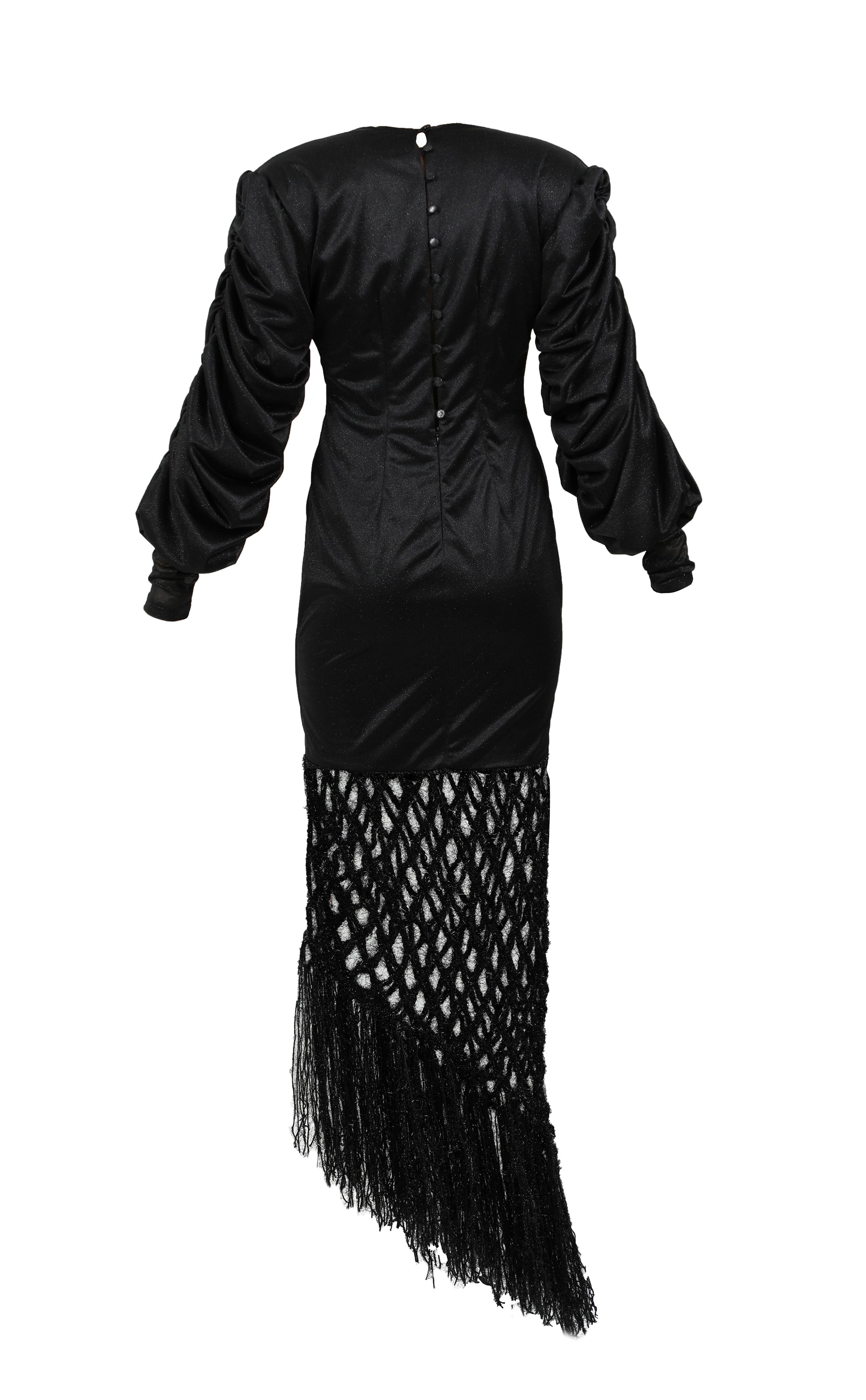 Mesh Hem Satin Maxi Dress