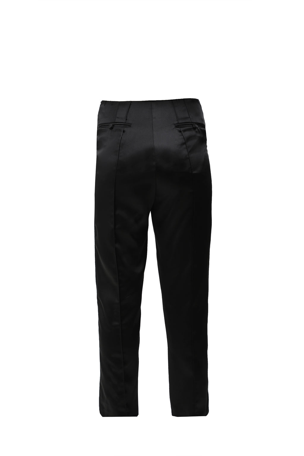 High-Waisted Satin Straight-Leg Trousers