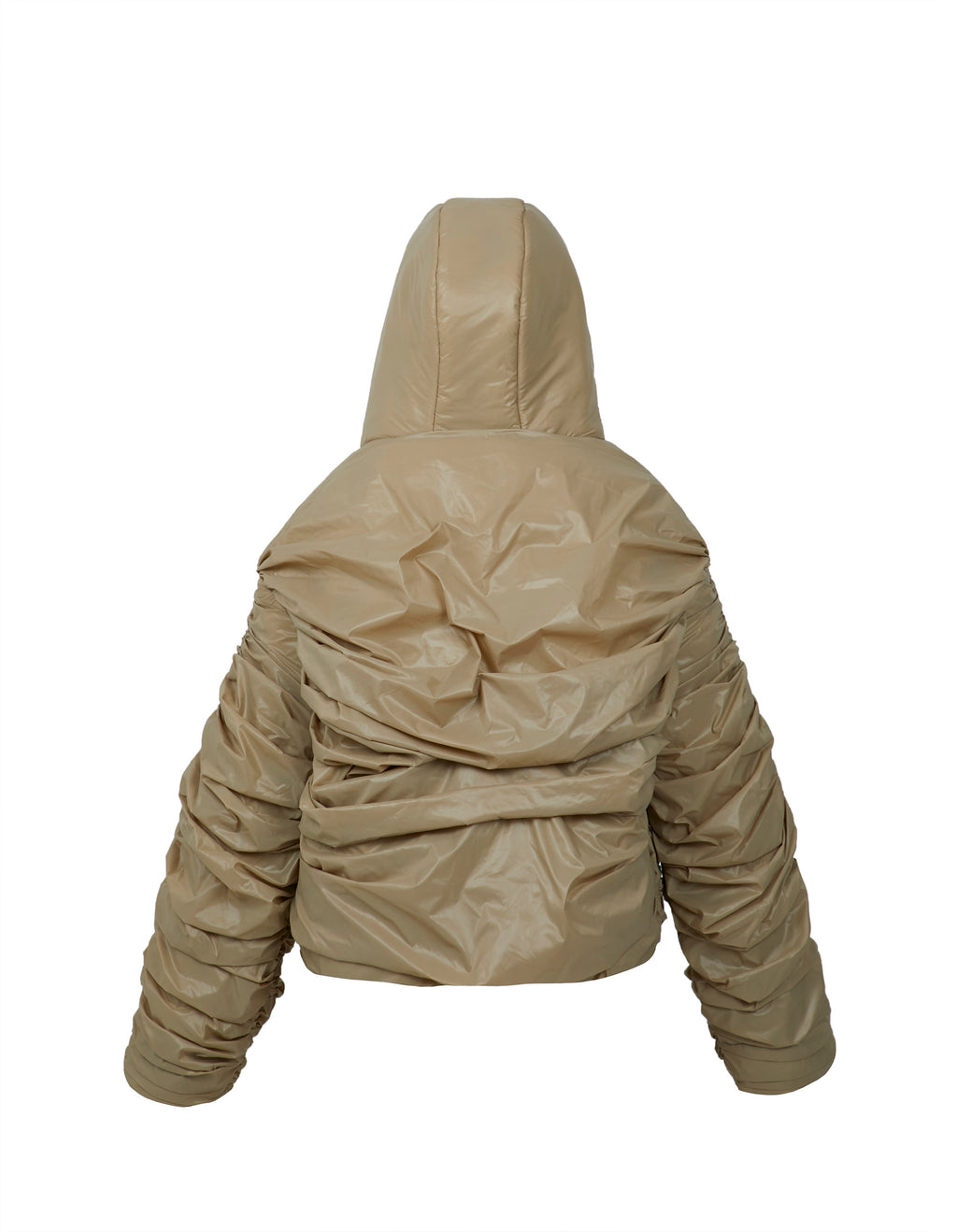 Draped Hooded Puffer Jacket