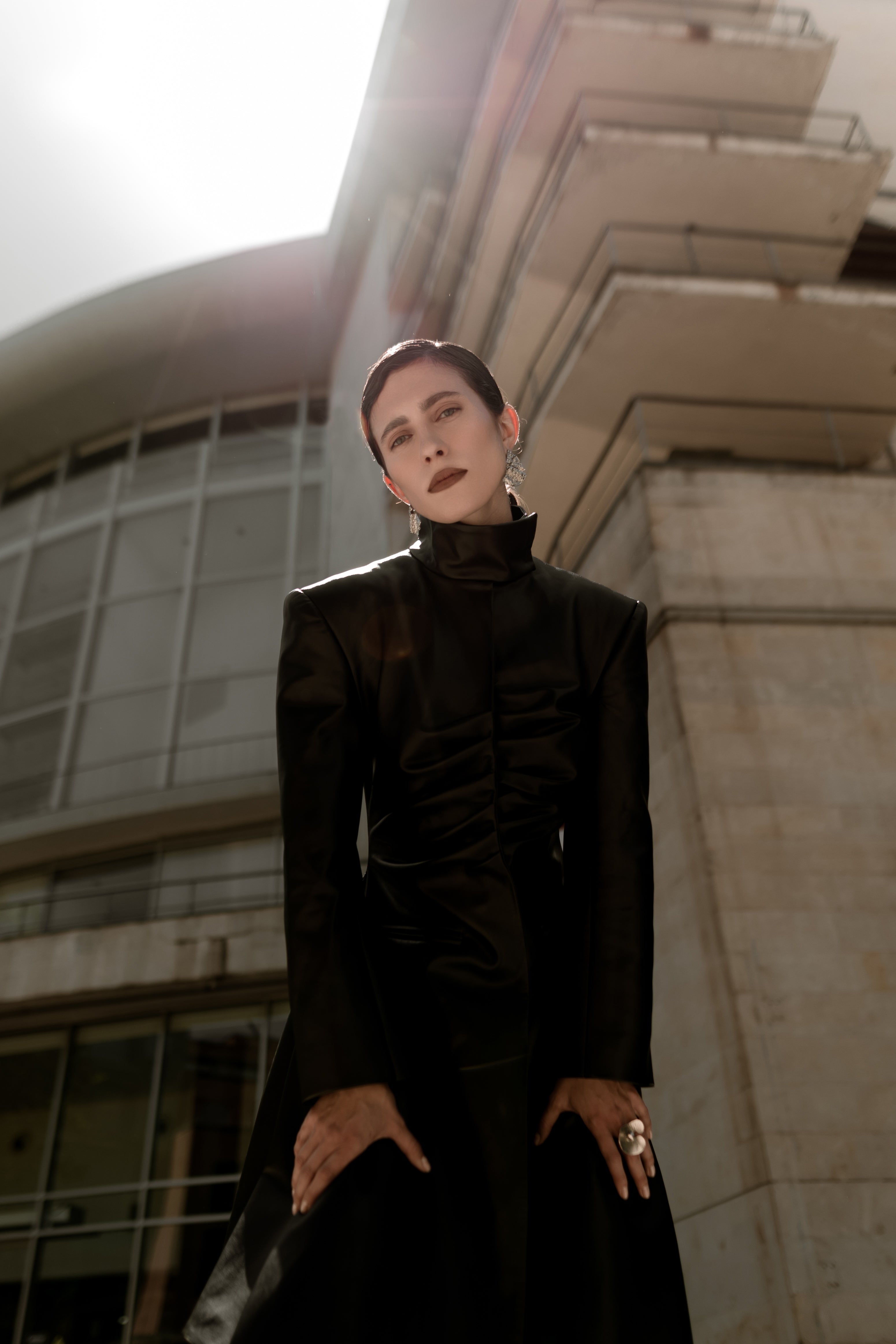 Black Faux Leather Maxi Trench Coat