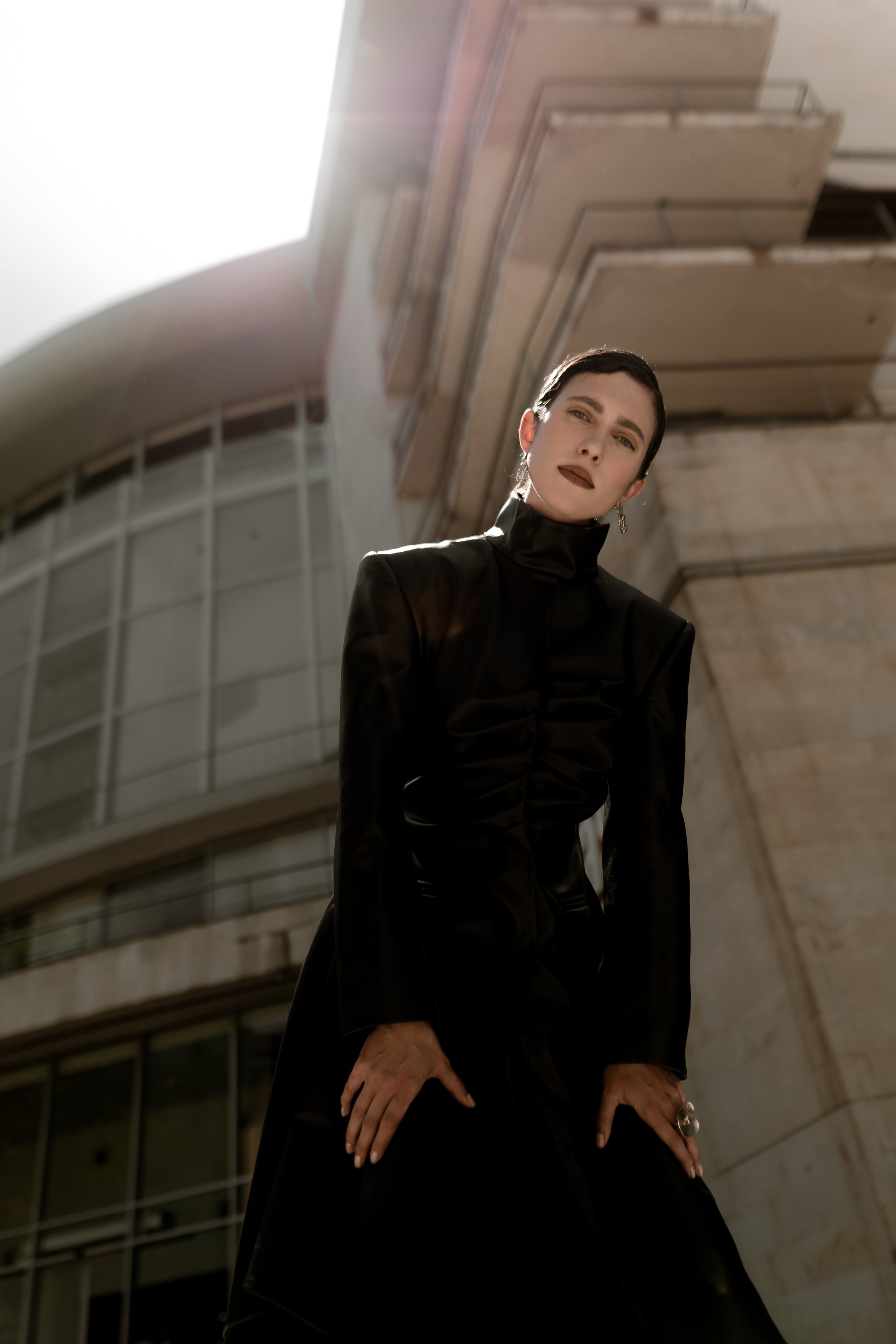 Black Faux Leather Maxi Trench Coat