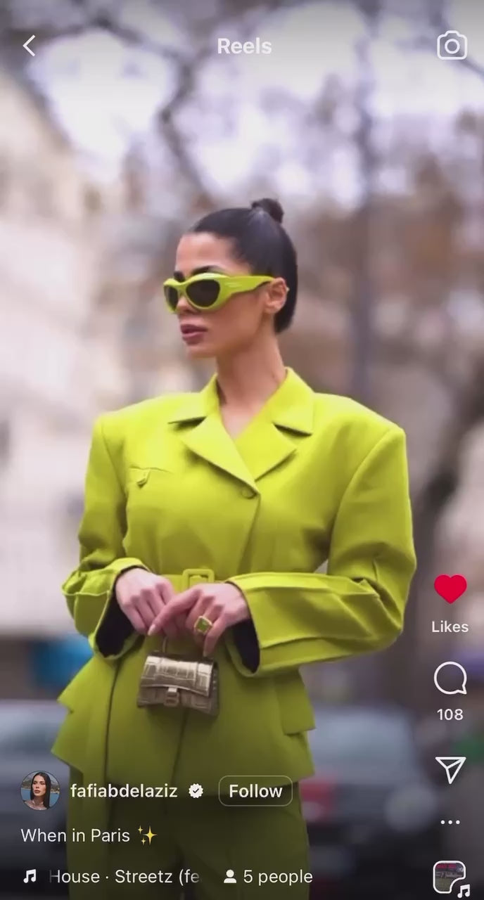 Belted Chartreuse Green Blazer