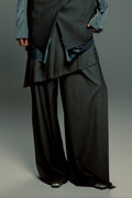 Pleated Overlay Wide-Leg Trousers