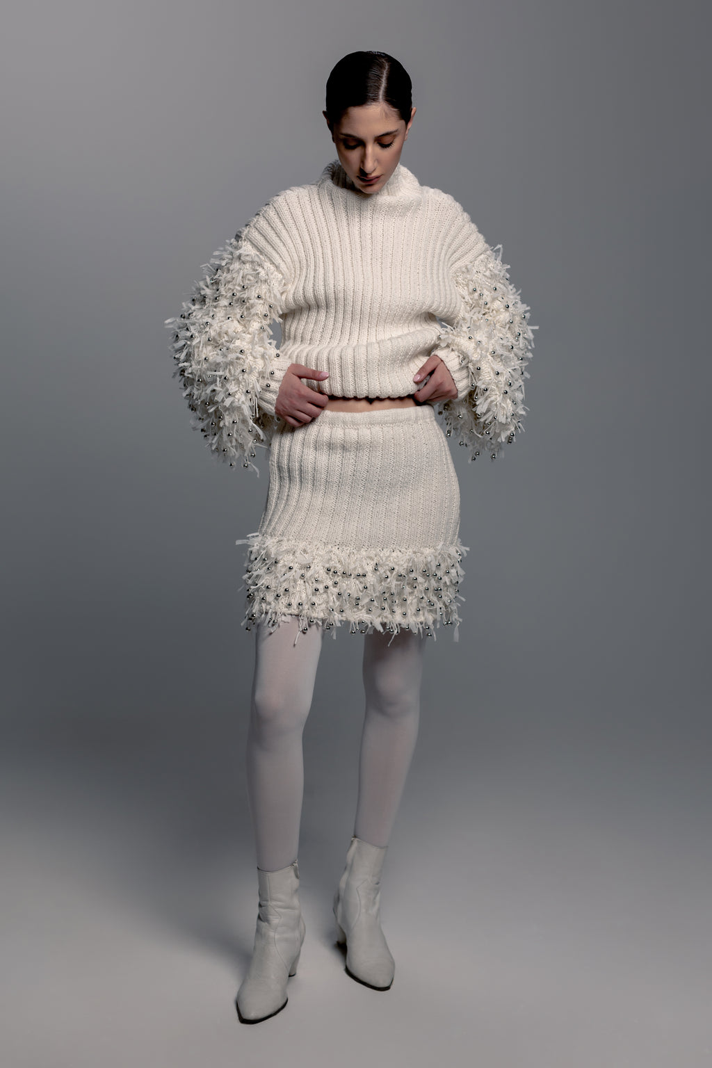 Chunky Ribbed Bell Sleeve Turtleneck Sweater