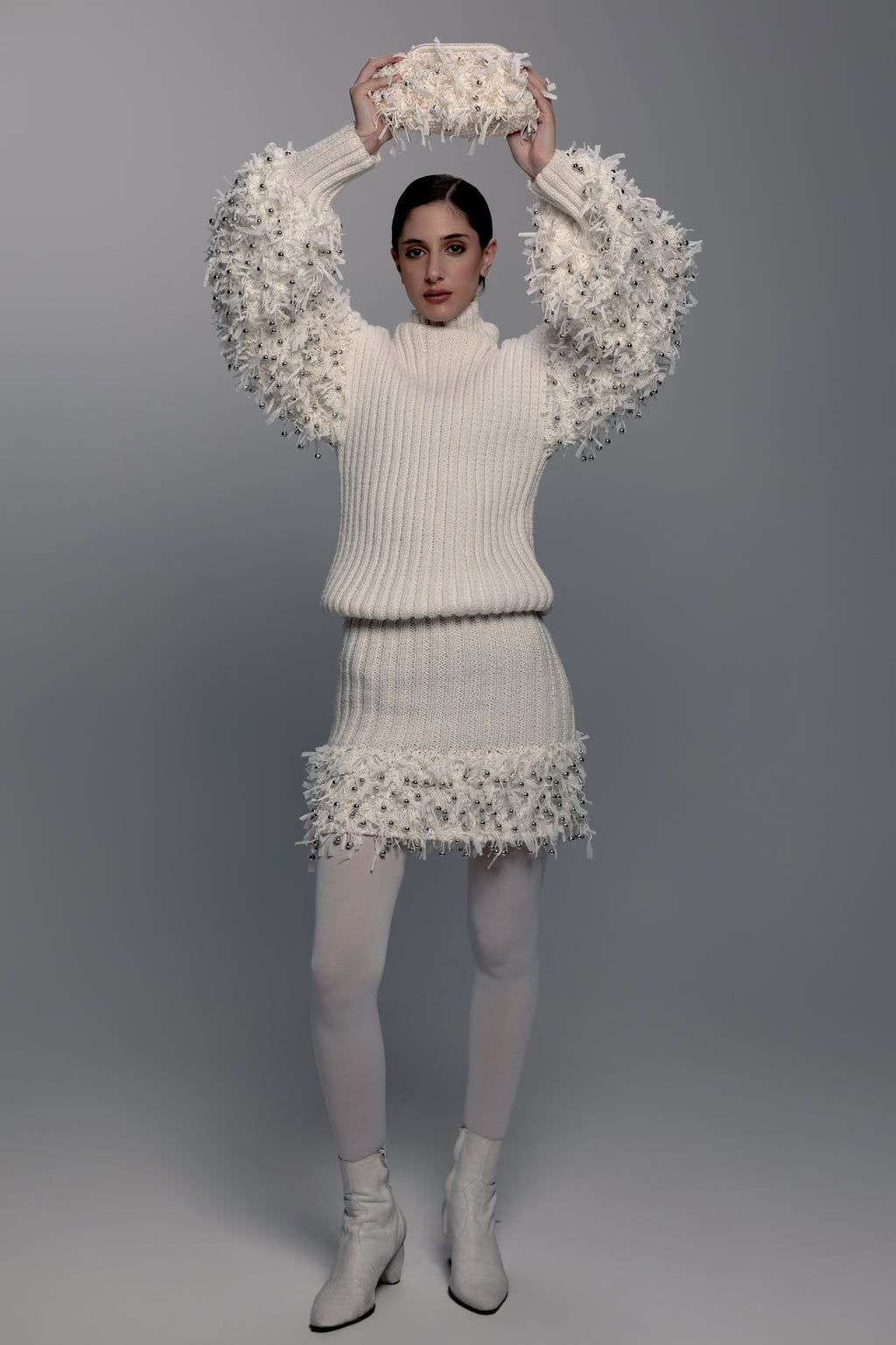 Chunky Ribbed Bell Sleeve Turtleneck Sweater