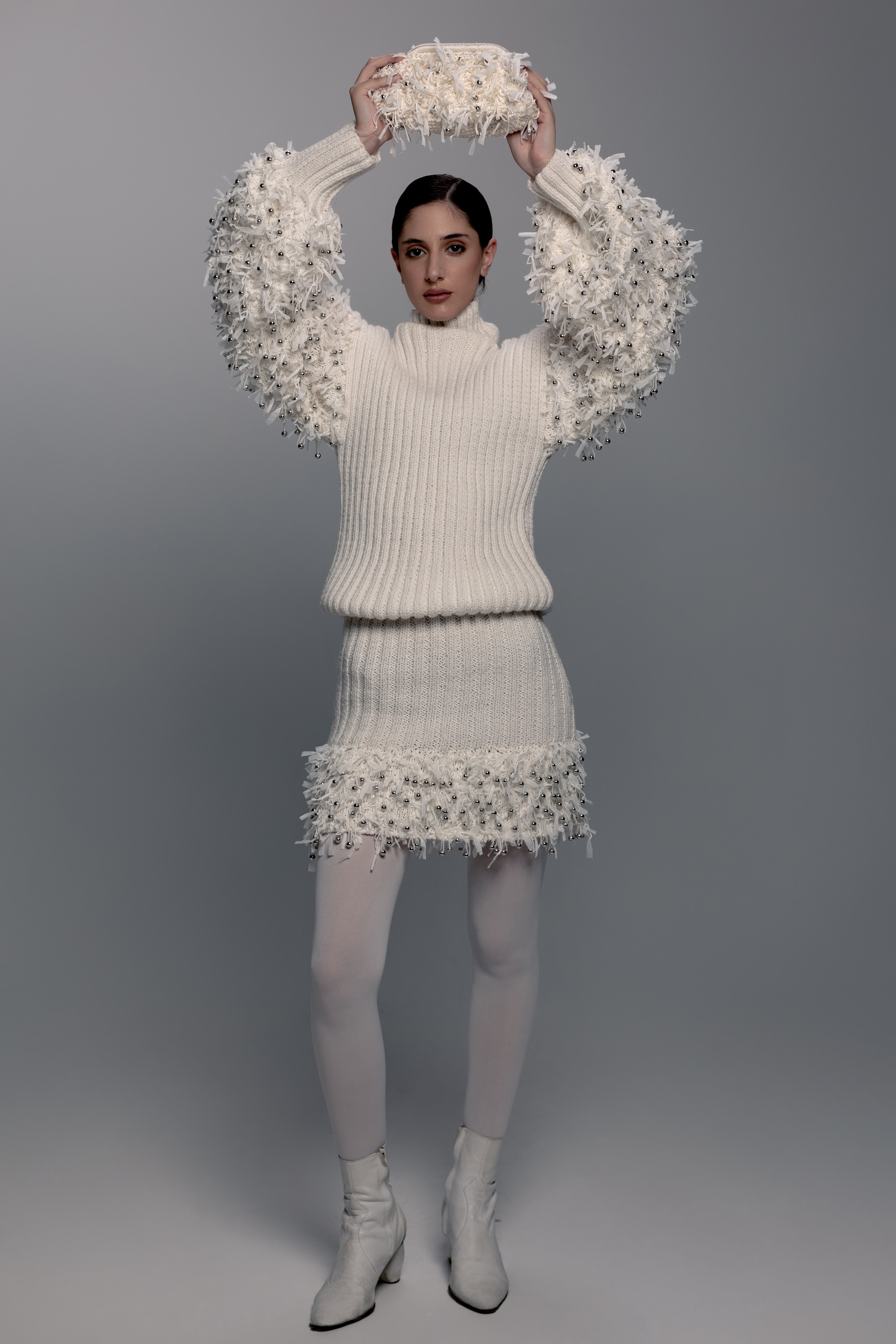 Chunky Ribbed Bell Sleeve Turtleneck Sweater