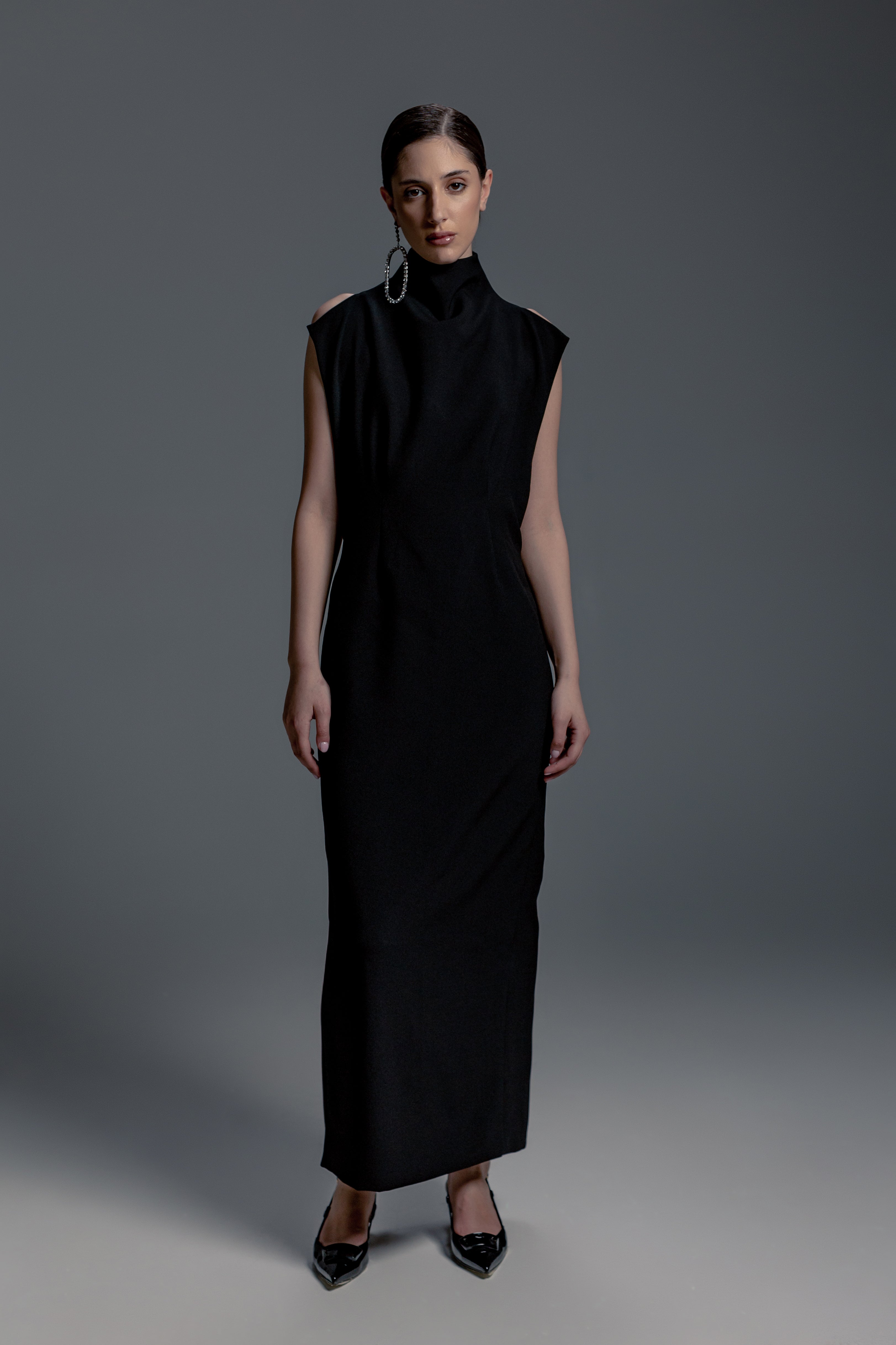 High-Neck Backless Maxi Dress