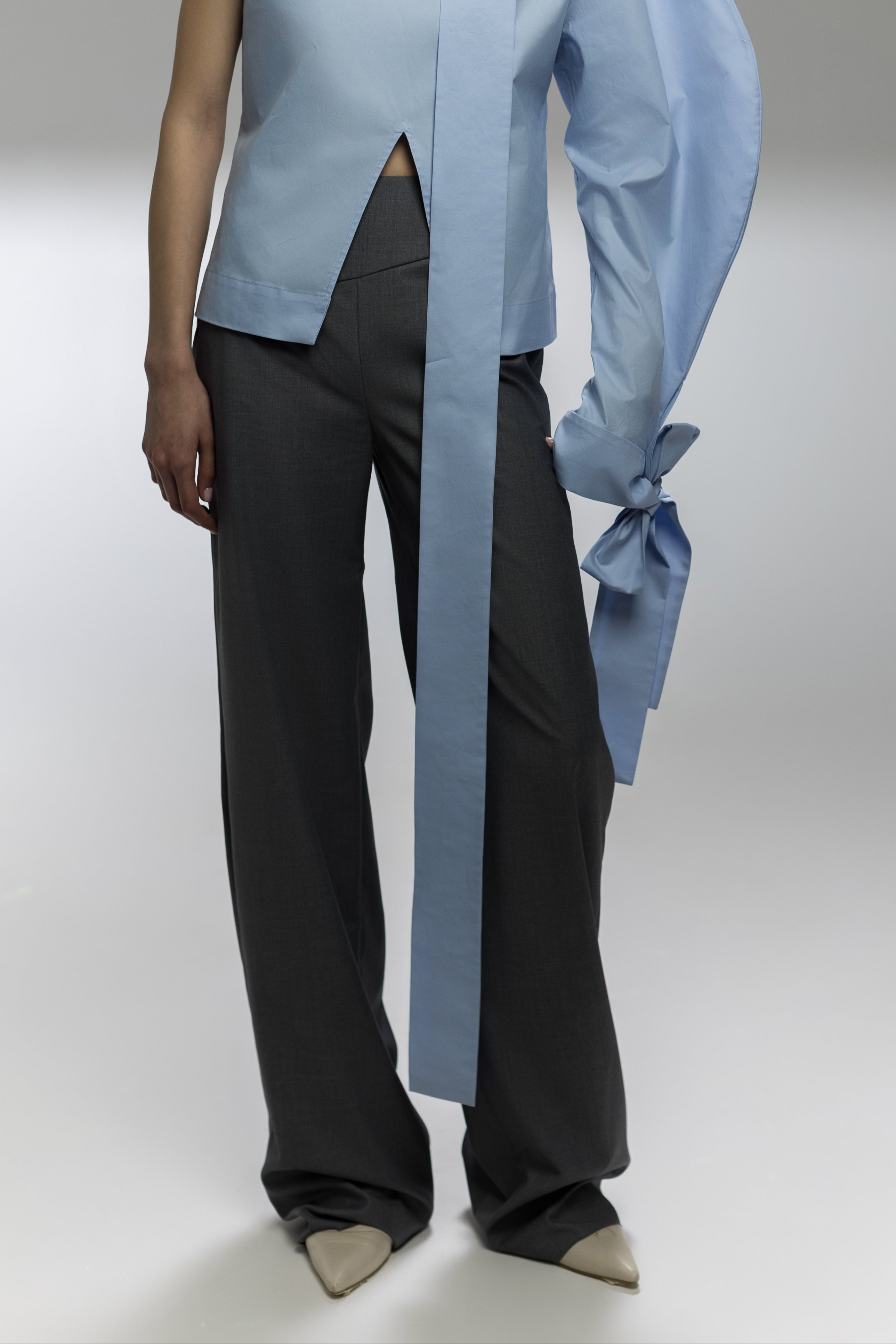 Asymmetric One-Sleeve Blue Shirt