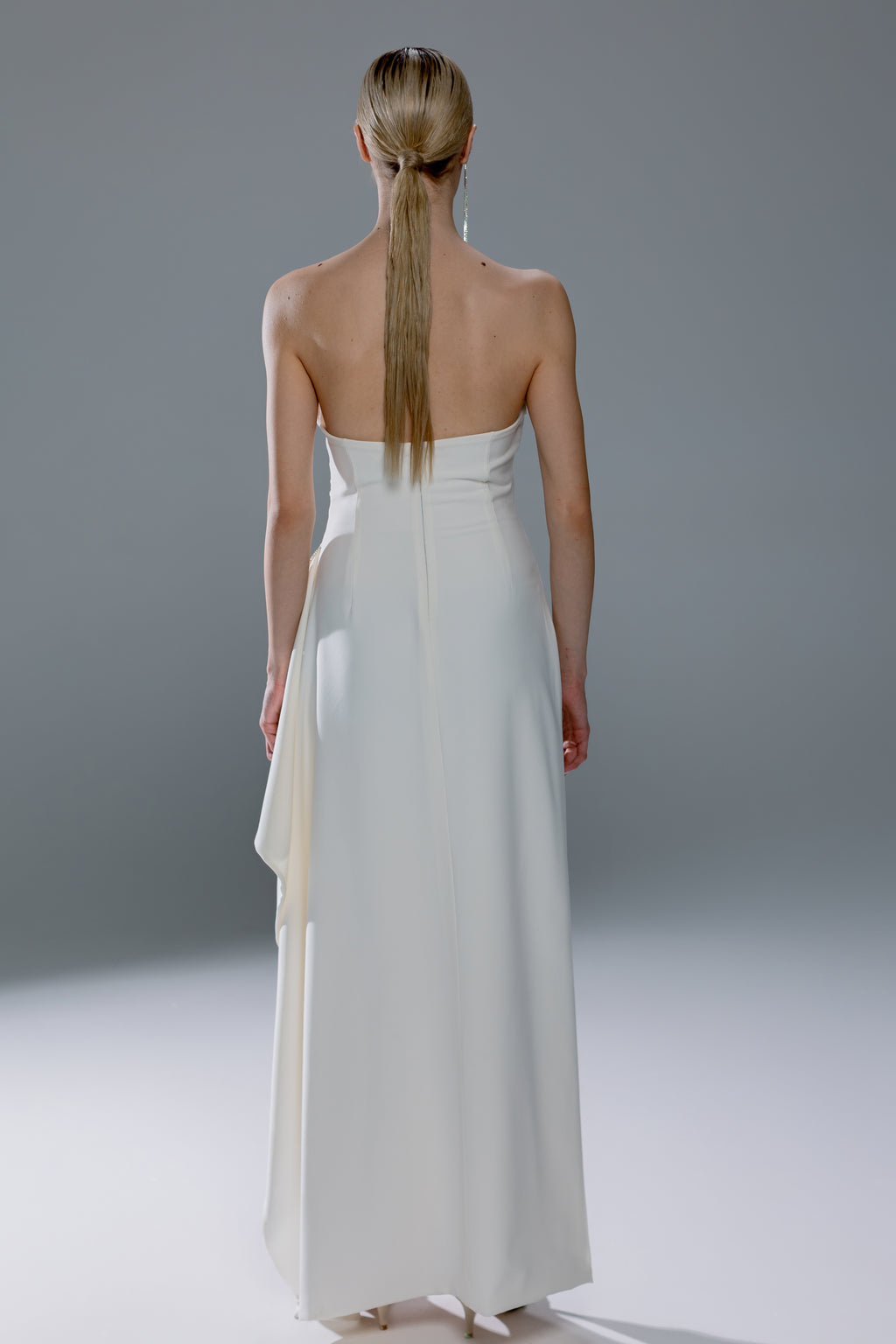 White Strapless Corset Maxi Dress
