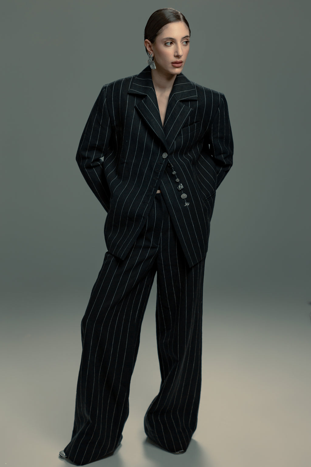 Pinstripe Oversized Blazer