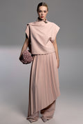 Pleated Skirt Overlay Wide-Leg Trousers