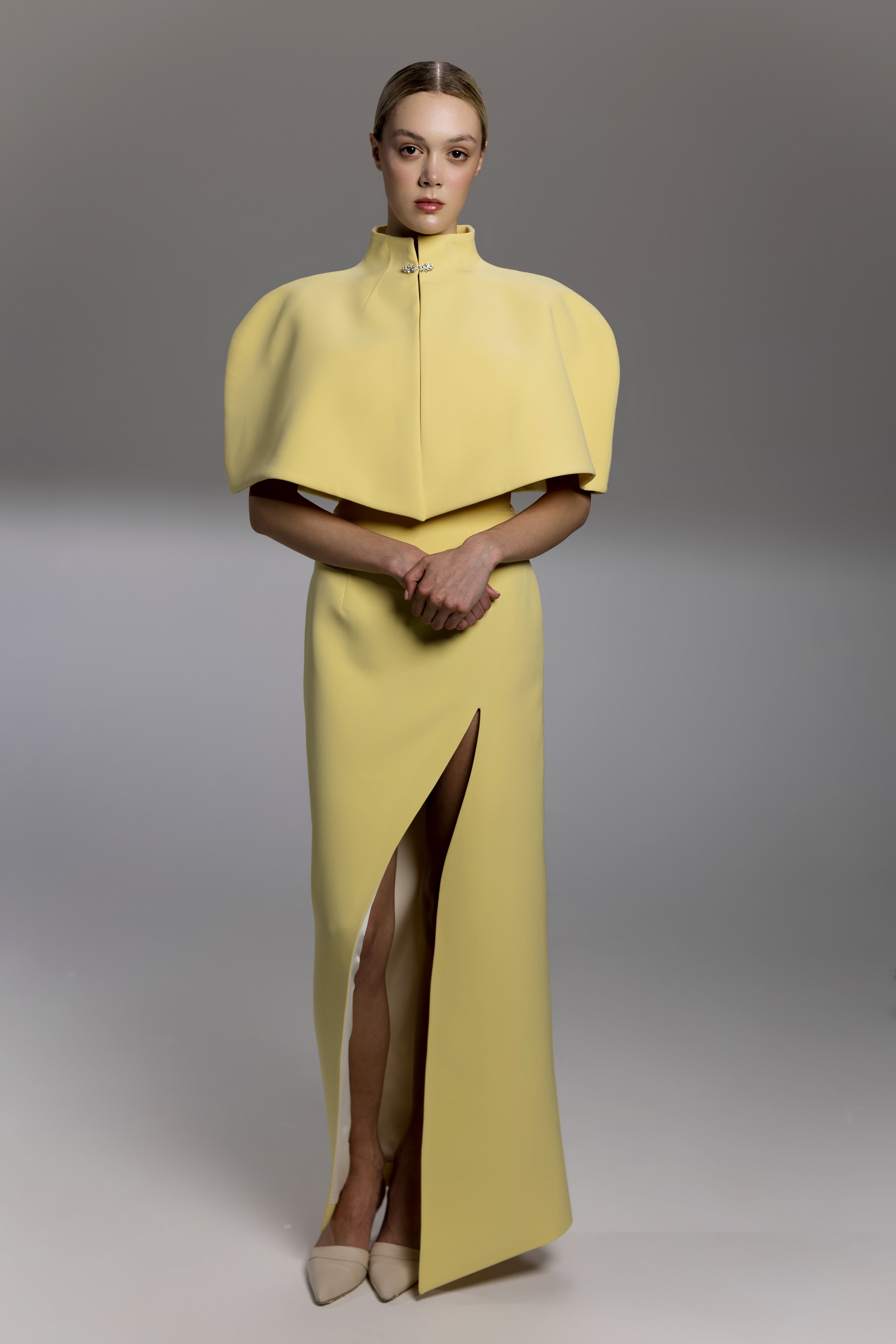 Yellow Maxi Corset Dress and Bolero Set