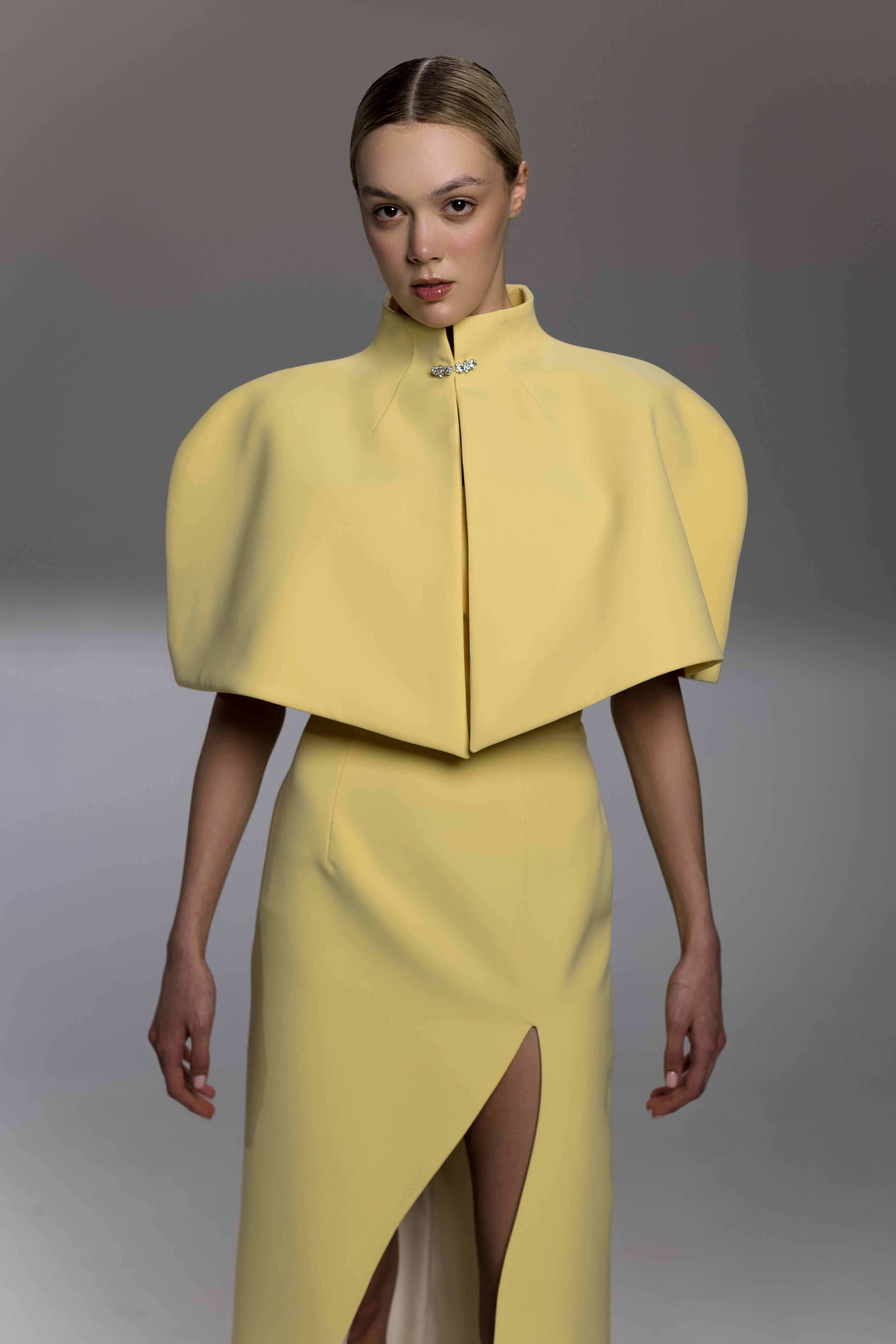 Yellow Maxi Corset Dress and Bolero Set