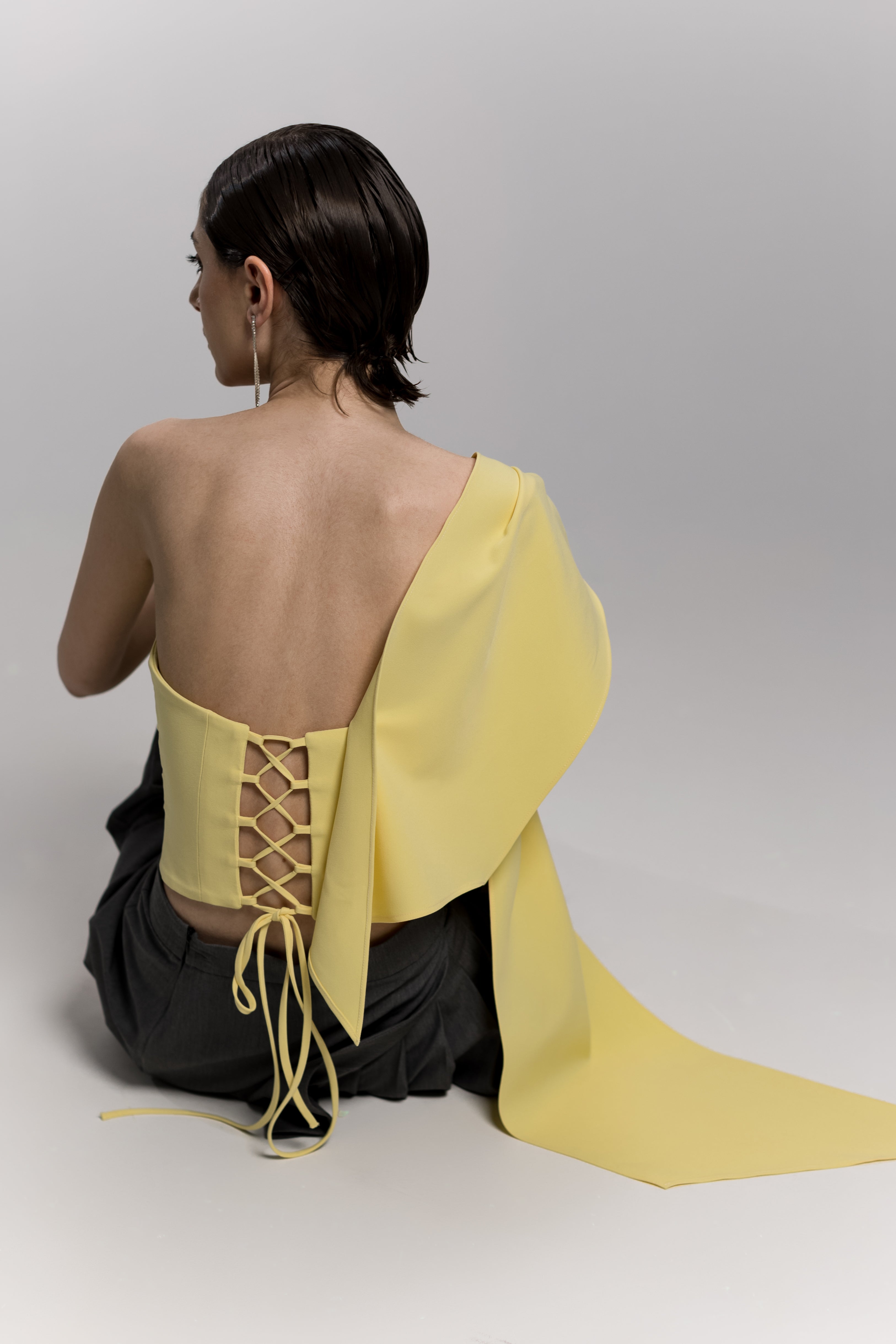 Yellow Draped Corset Top